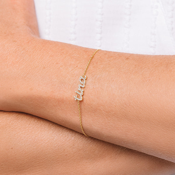 Diamond Pavé Personalized Cursive Bracelet – Ashley Schenkein