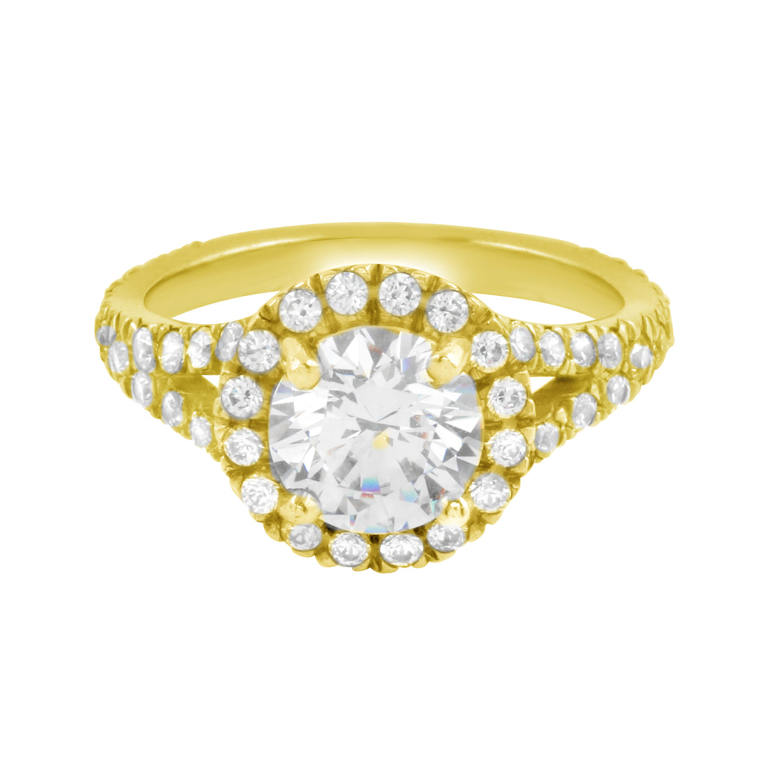 Round Diamond Halo Split Shank Engagement Ring-Engagement Ring-Ashley Schenkein Jewelry Design