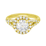 Round Diamond Halo Split Shank Engagement Ring-Engagement Ring-Ashley Schenkein Jewelry Design