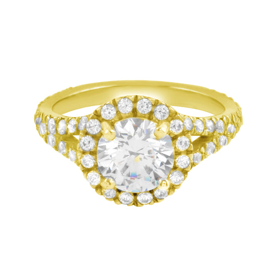 Round Diamond Halo Split Shank Engagement Ring-Engagement Ring-Ashley Schenkein Jewelry Design