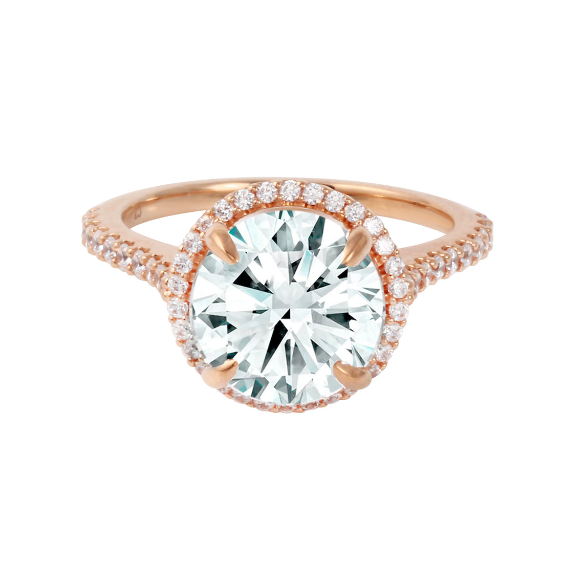 Round Brilliant Diamond Halo Engagement Ring-Engagement Ring-Ashley Schenkein Jewelry Design