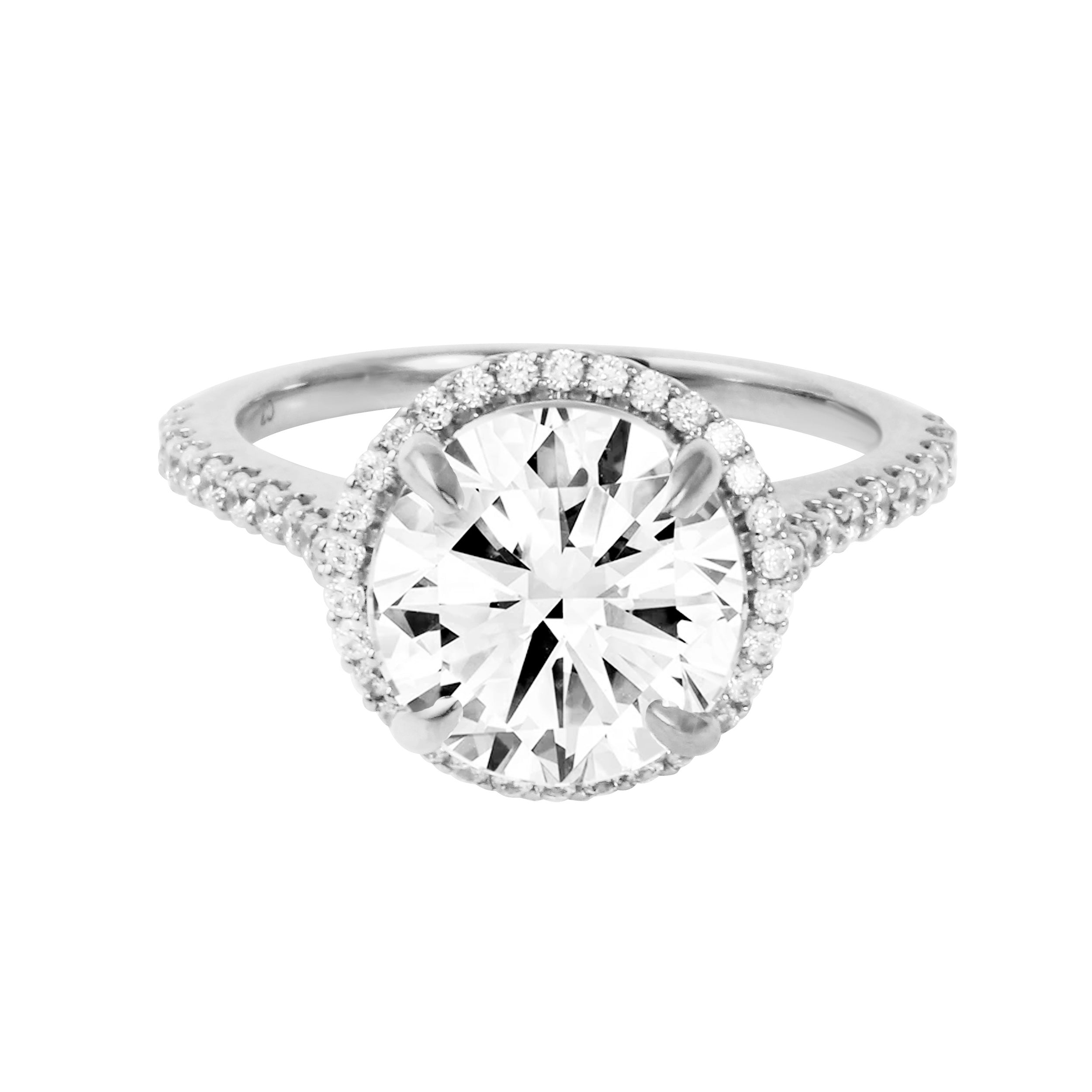 Round Brilliant Diamond Halo Engagement Ring-Engagement Ring-Ashley Schenkein Jewelry Design