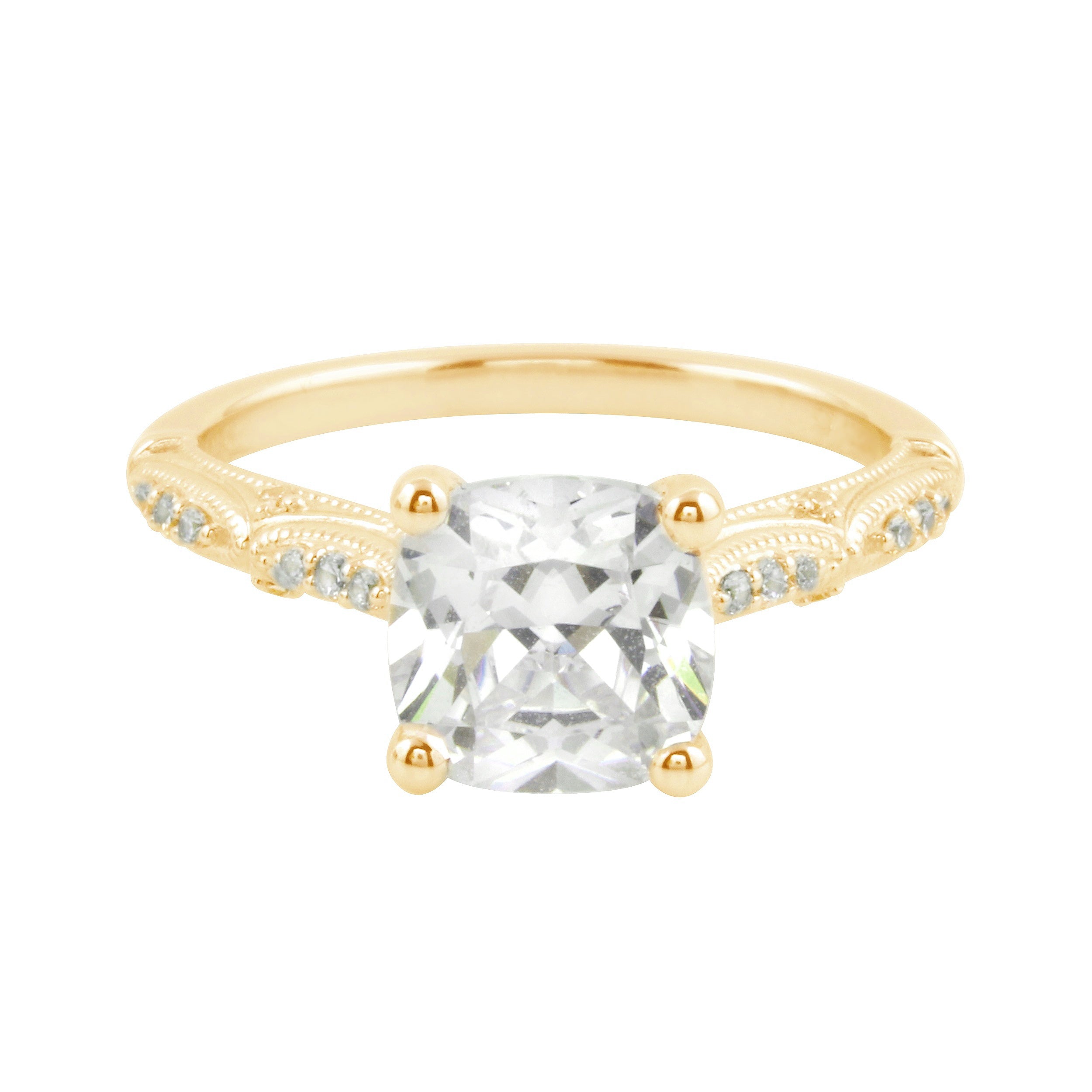 Vintage-Inspired Cushion Cut Diamond Engagement Ring-Engagement Ring-Ashley Schenkein Jewelry Design