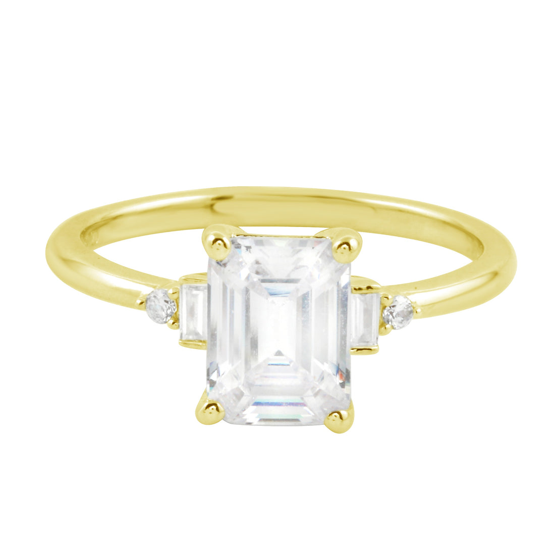 Emerald Cut and Baguette Diamond Engagement Ring-Engagement Ring-Ashley Schenkein Jewelry Design