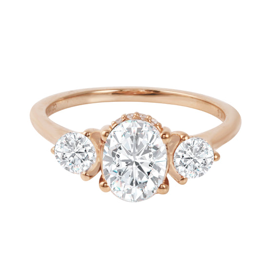 Trio Oval and Round Diamond Engagement Ring-Engagement Ring-Ashley Schenkein Jewelry Design