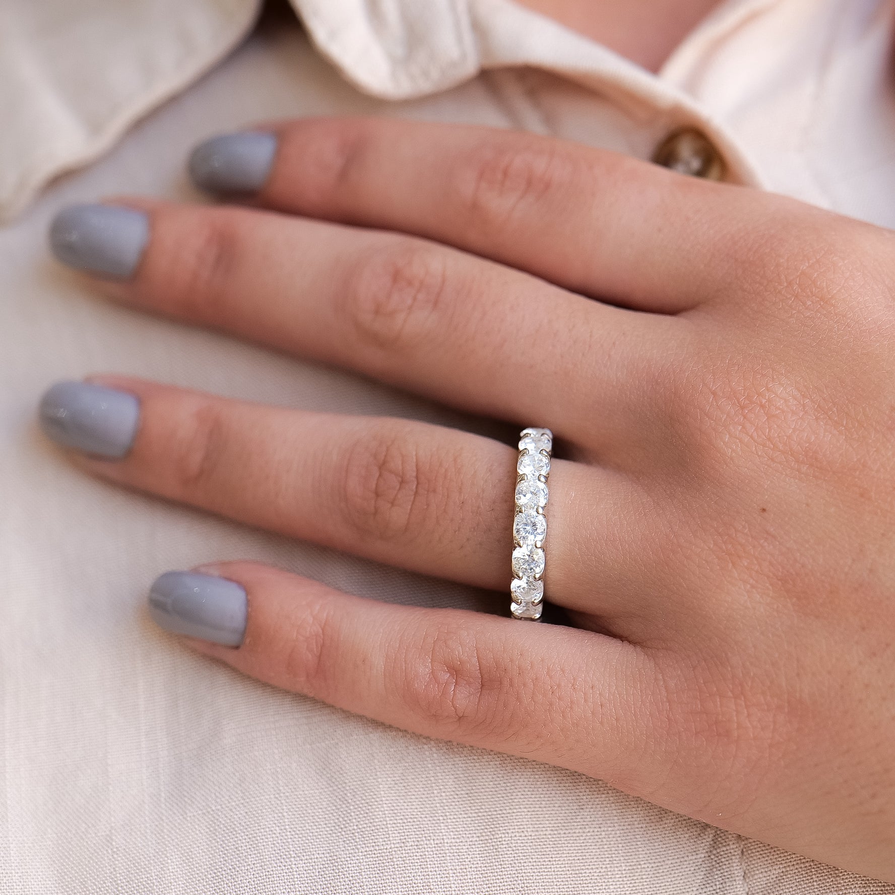 Shared Prong Round Diamond Eternity Wedding Band-Wedding Band-Ashley Schenkein Jewelry Design