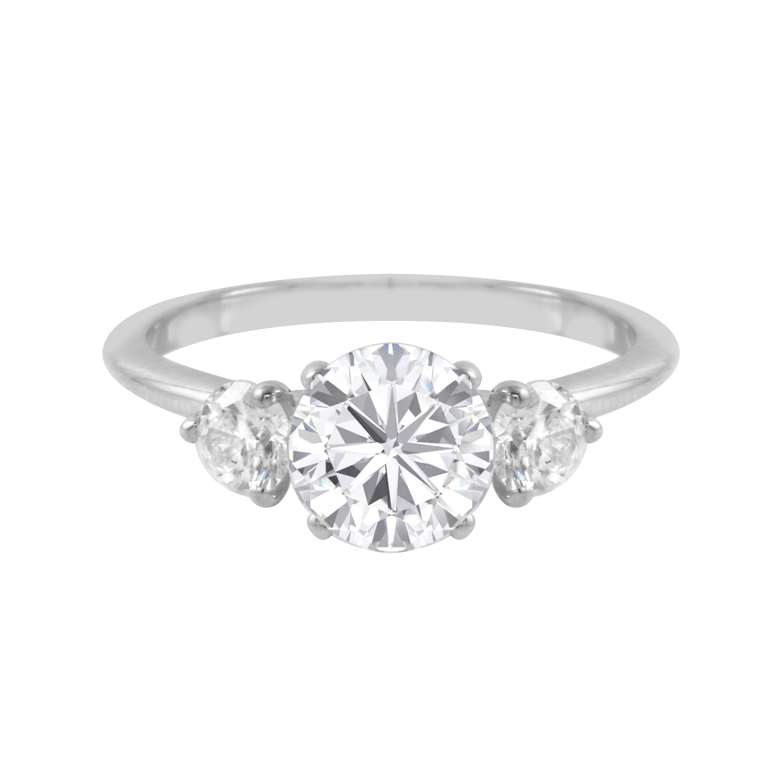 Three Stone Round Diamond Engagement Ring-Engagement Ring-Ashley Schenkein Jewelry Design