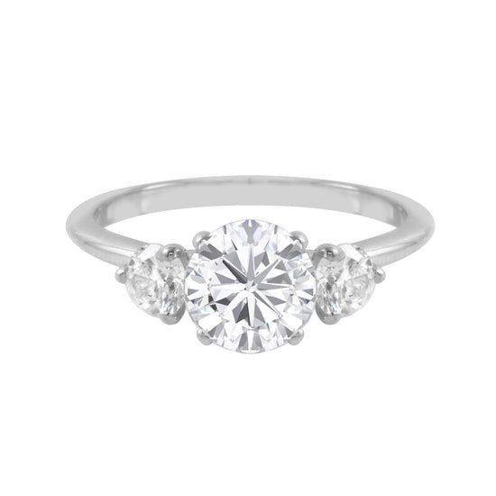 Three Stone Round Diamond Engagement Ring-Engagement Ring-Ashley Schenkein Jewelry Design