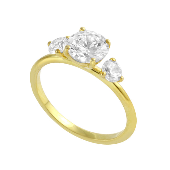 Three Stone Round Diamond Engagement Ring-Engagement Ring-Ashley Schenkein Jewelry Design