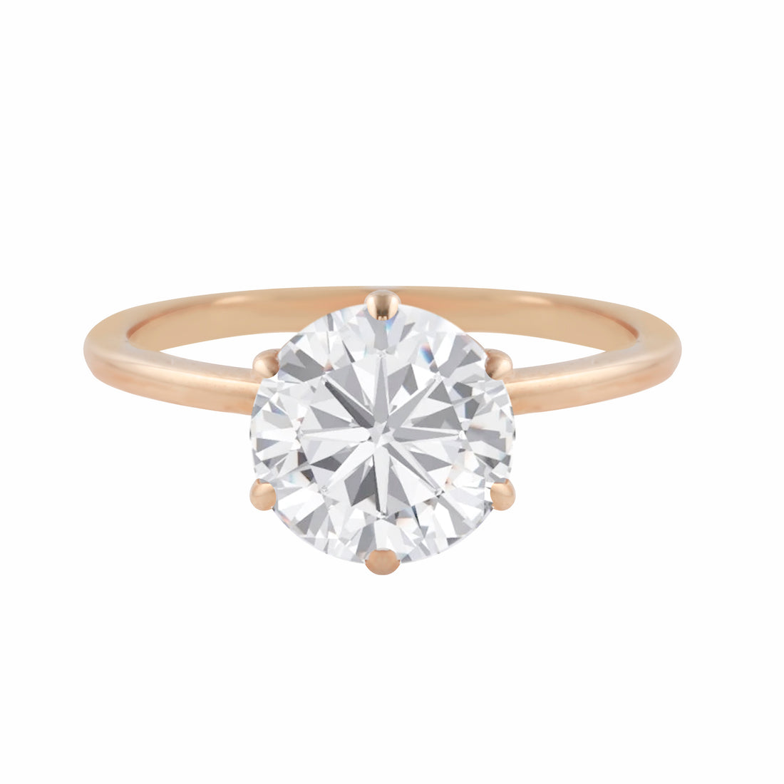 Round Diamond Six Prong Solitaire Engagement Ring-Engagement Ring-Ashley Schenkein Jewelry Design