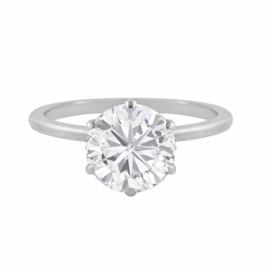 Round Diamond Six Prong Solitaire Engagement Ring-Engagement Ring-Ashley Schenkein Jewelry Design