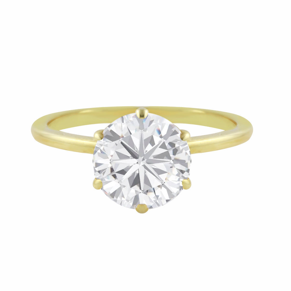 Round Diamond Six Prong Solitaire Engagement Ring-Engagement Ring-Ashley Schenkein Jewelry Design