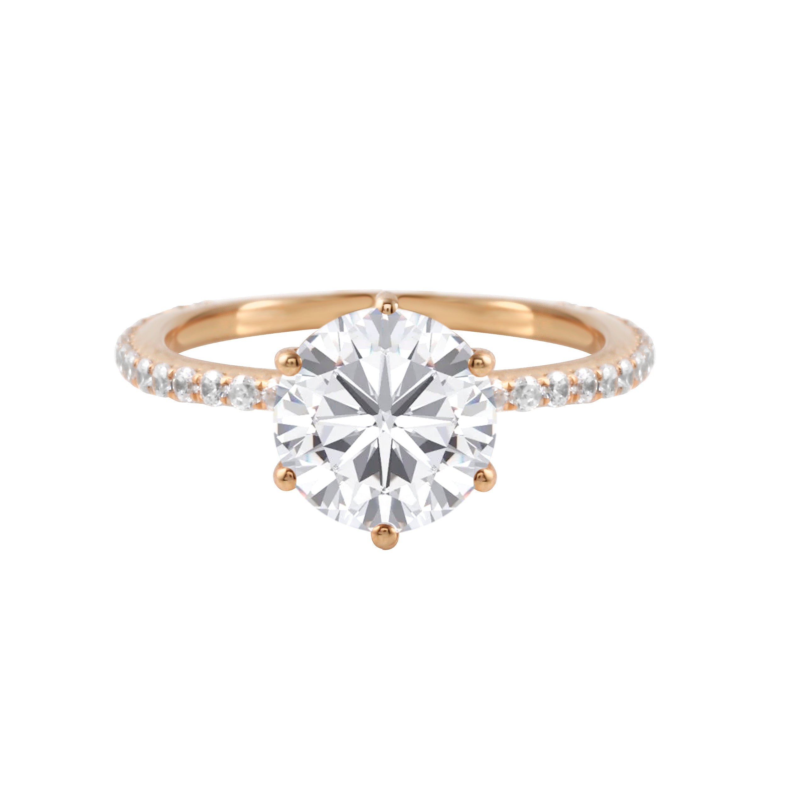 Round Diamond Solitaire Pavé Band Engagement Ring-Engagement Ring-Ashley Schenkein Jewelry Design