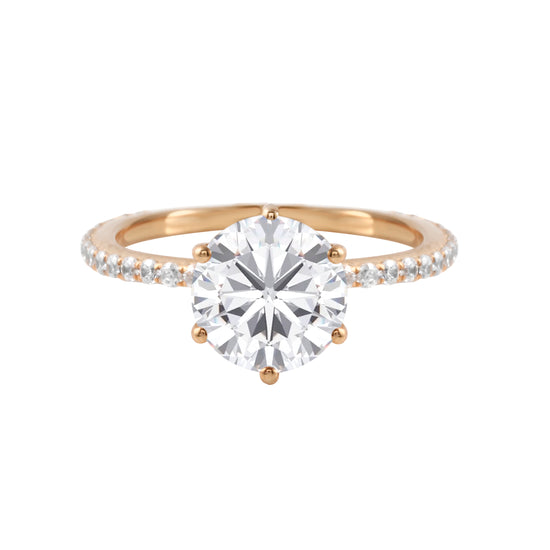 Round Diamond Solitaire Pavé Band Engagement Ring-Engagement Ring-Ashley Schenkein Jewelry Design