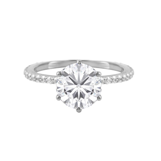 Round Diamond Solitaire Pavé Band Engagement Ring-Engagement Ring-Ashley Schenkein Jewelry Design