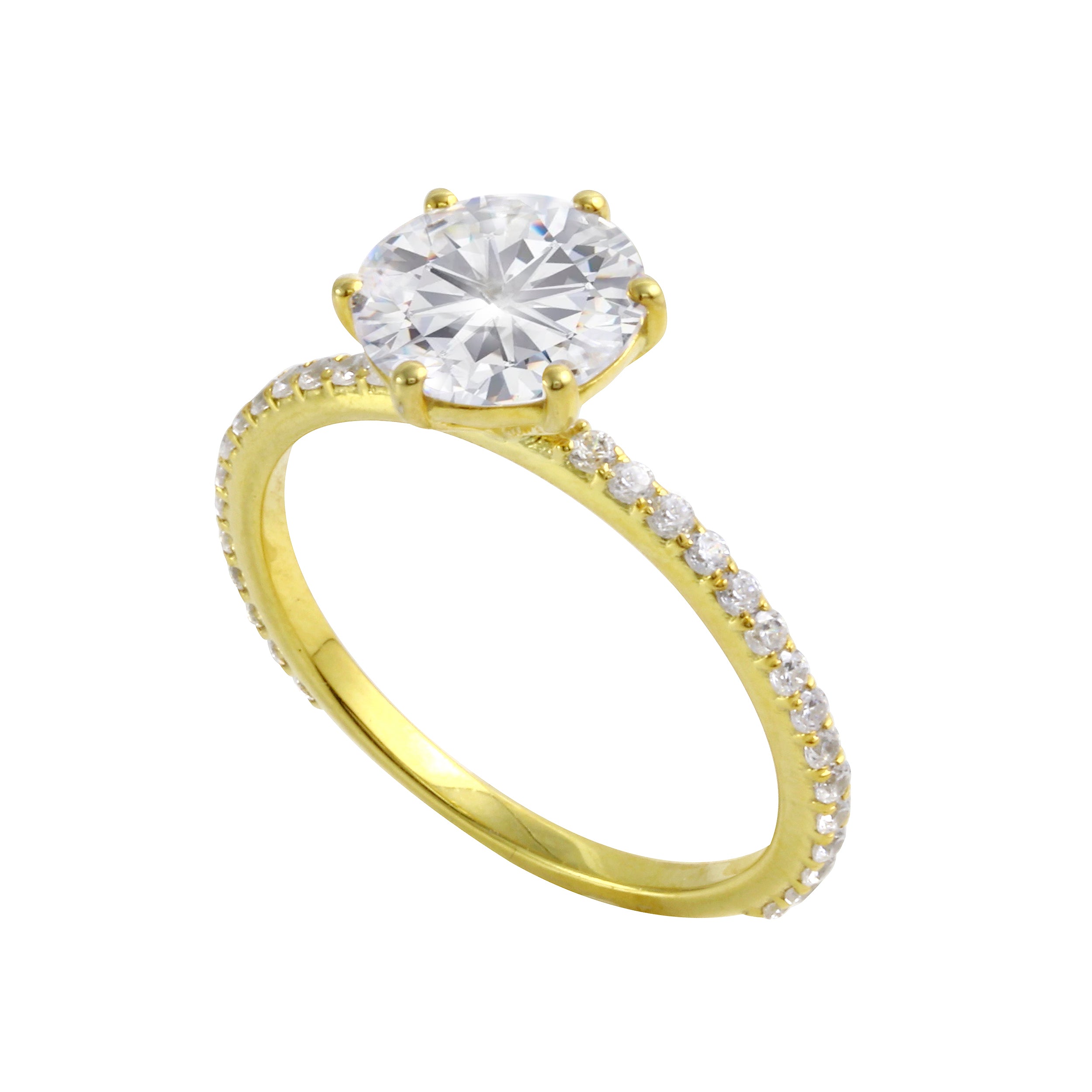 Round Diamond Solitaire Pavé Band Engagement Ring-Engagement Ring-Ashley Schenkein Jewelry Design