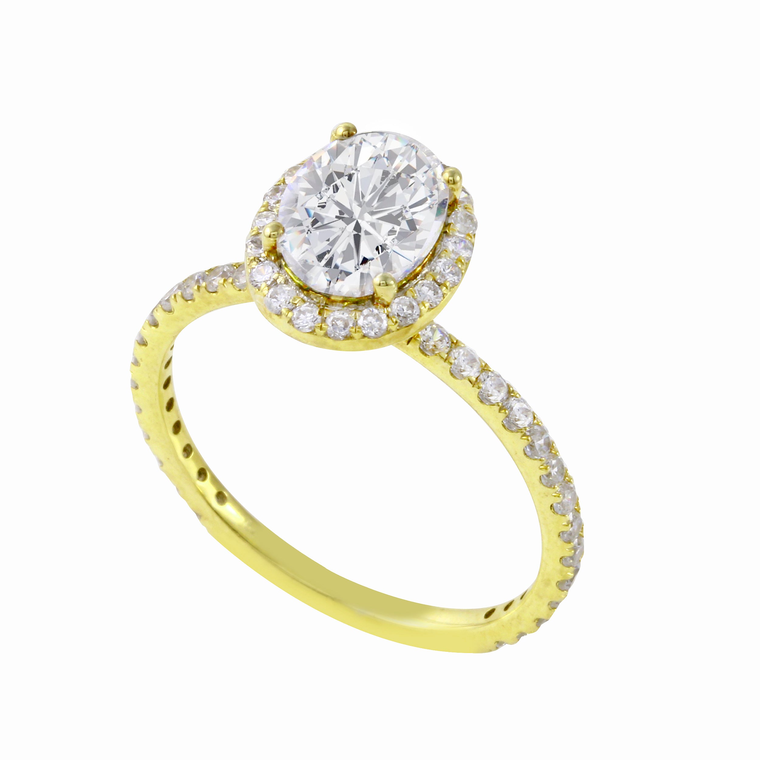 Oval-Cut Diamond Halo Pavé Band Engagement Ring-Engagement Ring-Ashley Schenkein Jewelry Design