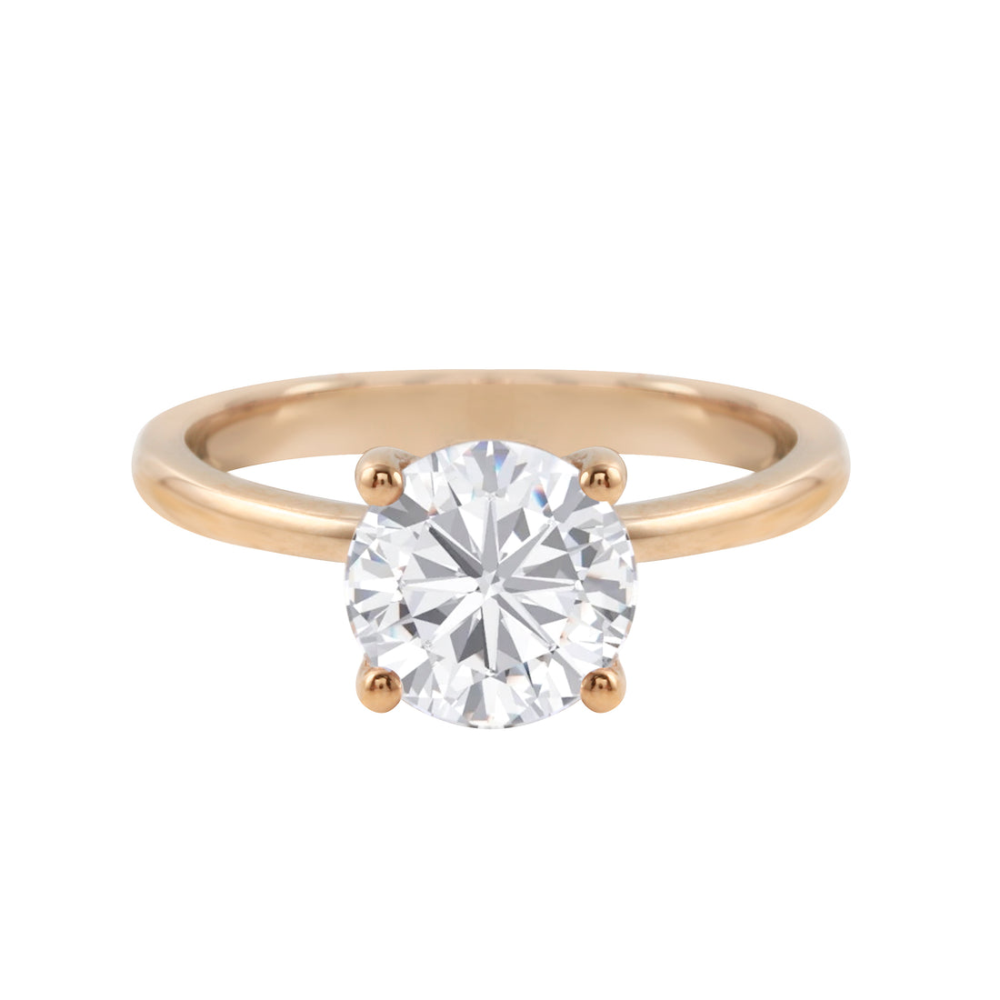 Round Brilliant-Cut Diamond Solitaire Tulip Basket Engagement Ring-Engagement Ring-Ashley Schenkein Jewelry Design