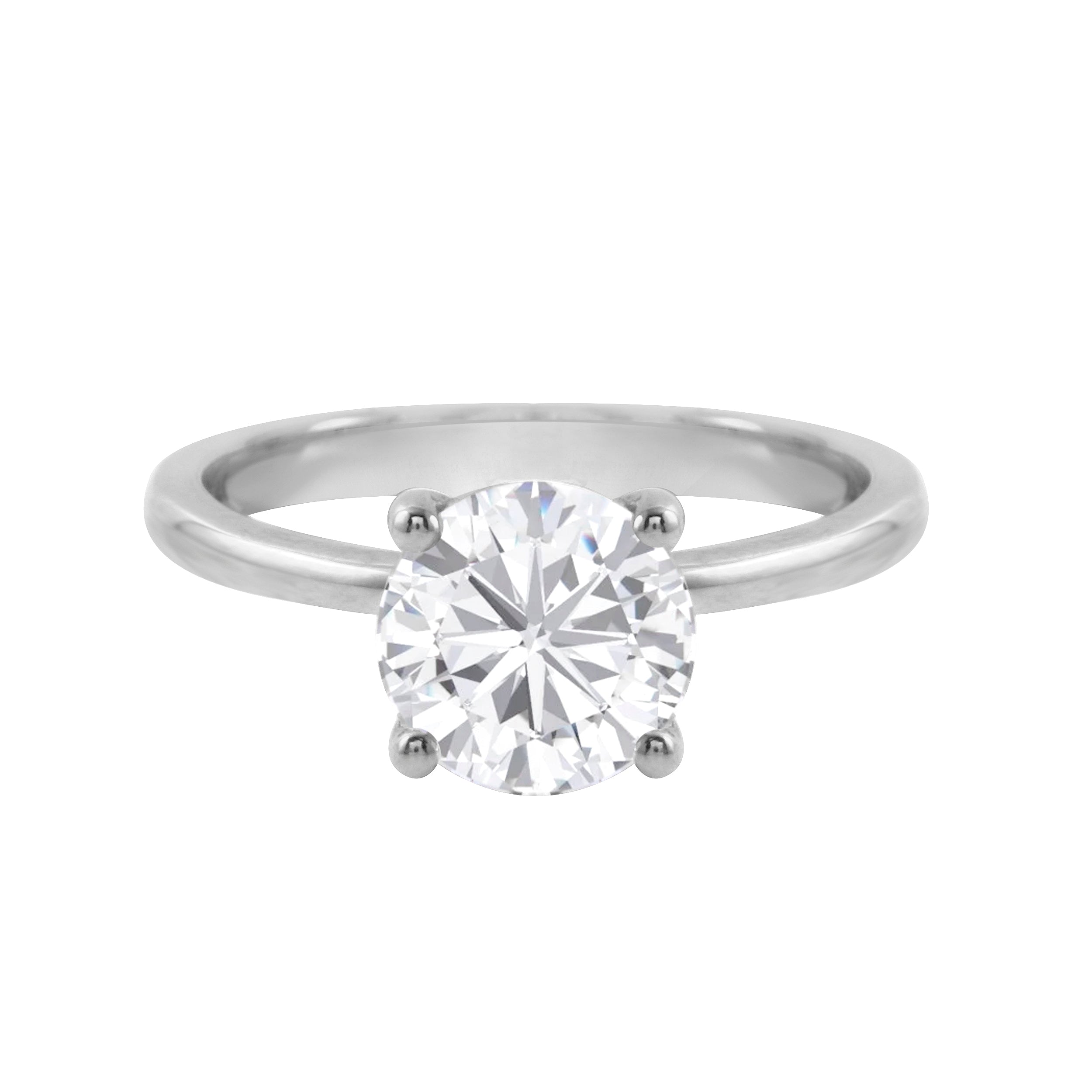 Round Brilliant-Cut Diamond Solitaire Tulip Basket Engagement Ring-Engagement Ring-Ashley Schenkein Jewelry Design