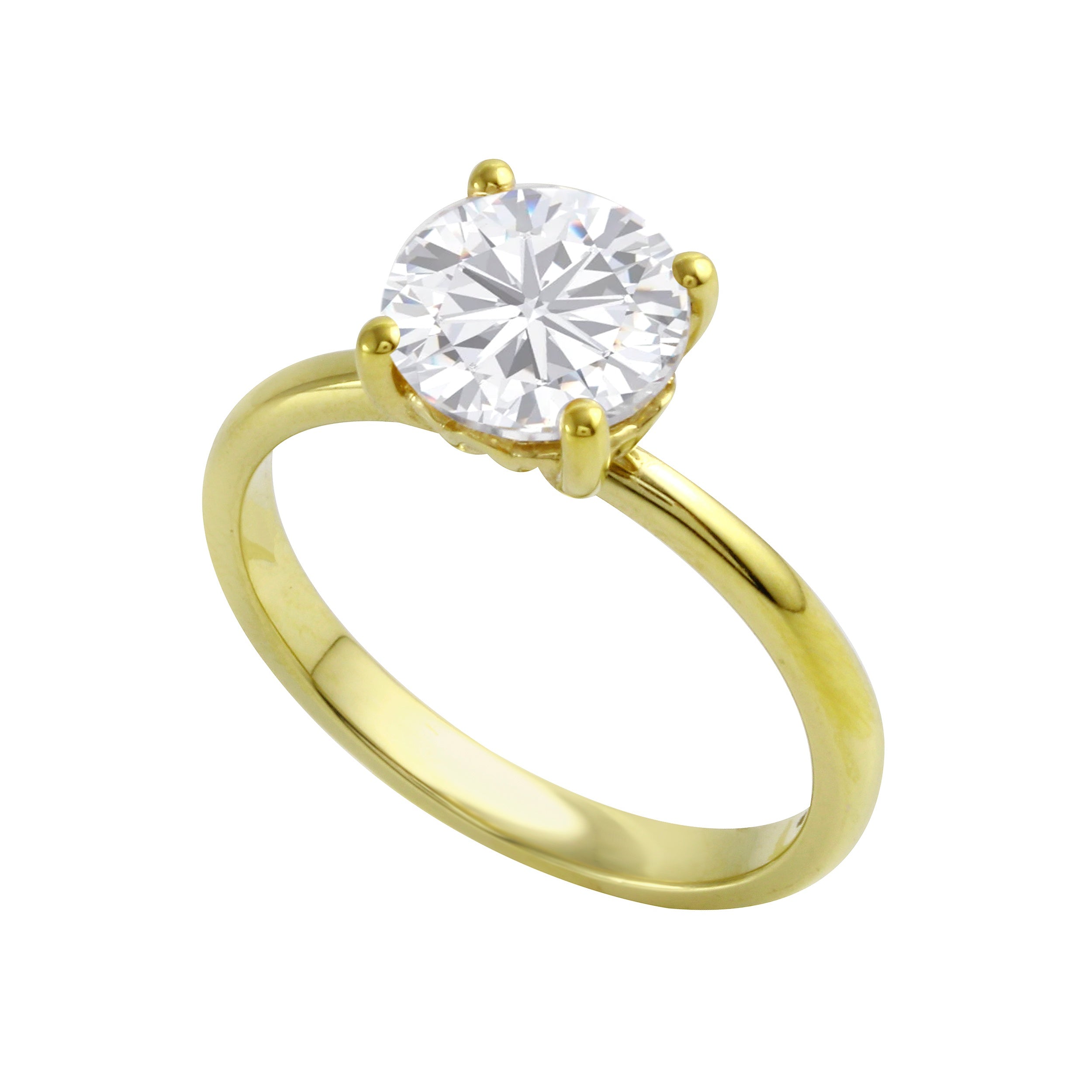 Round Brilliant-Cut Diamond Solitaire Tulip Basket Engagement Ring-Engagement Ring-Ashley Schenkein Jewelry Design