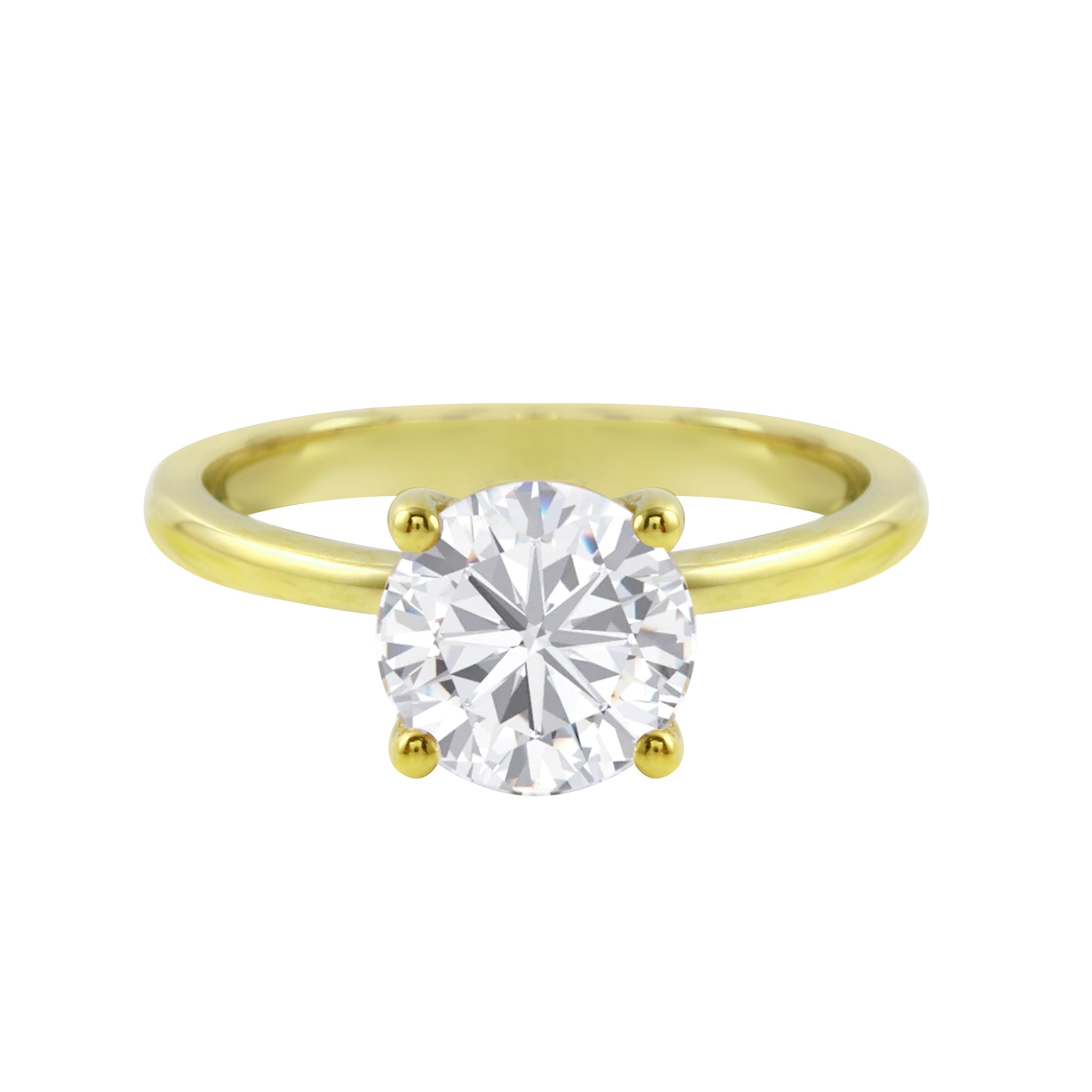 Round Brilliant-Cut Diamond Solitaire Tulip Basket Engagement Ring-Engagement Ring-Ashley Schenkein Jewelry Design