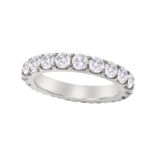 Shared Prong Round Diamond Eternity Wedding Band 3.2mm-Wedding Band-Ashley Schenkein Jewelry Design