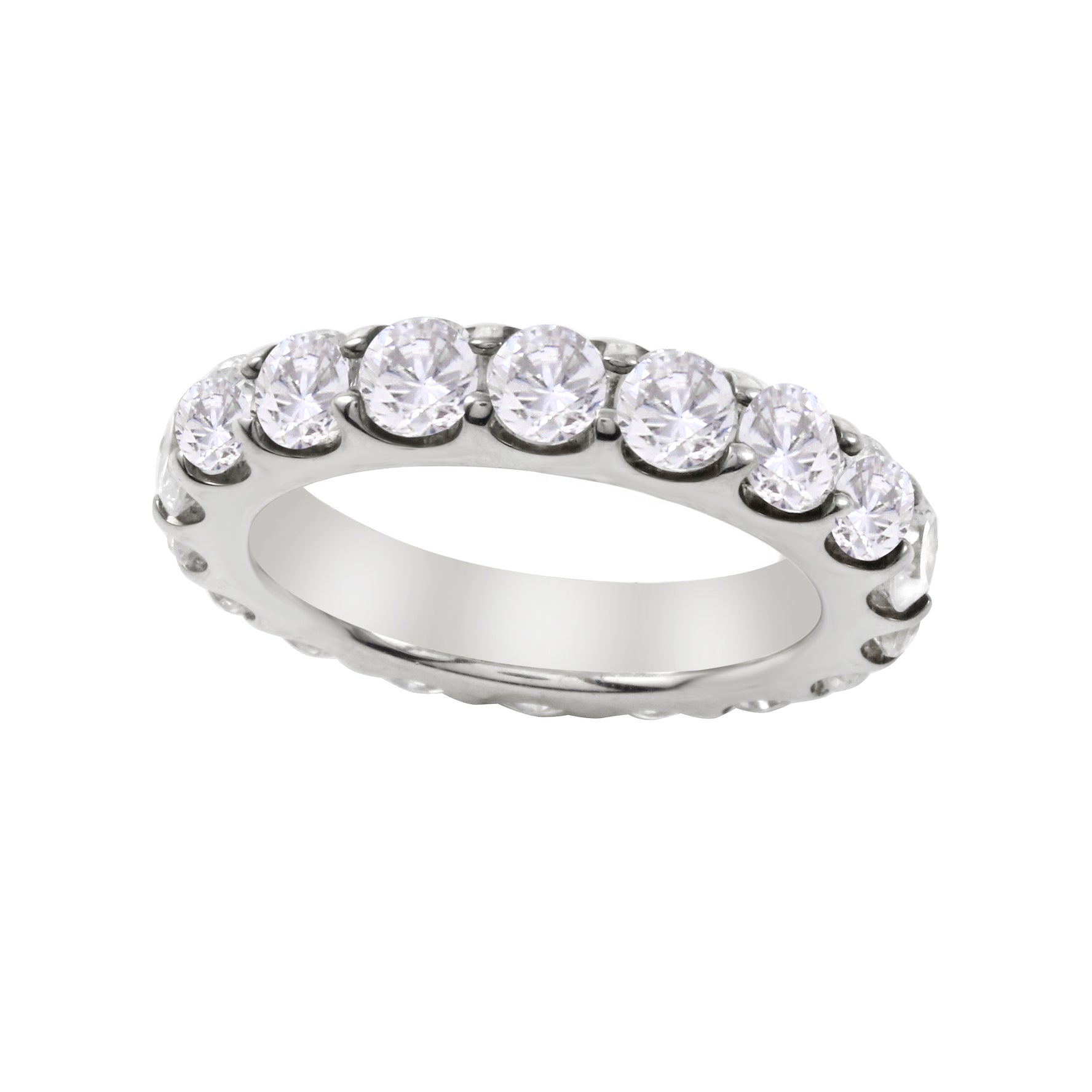 Shared Prong Round Diamond Eternity Wedding Band 3.8mm-Wedding Band-Ashley Schenkein Jewelry Design