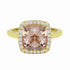 Morganite Cushion-Cut Diamond Pavé Halo and Band Engagement Ring-Engagement Ring-Ashley Schenkein Jewelry Design