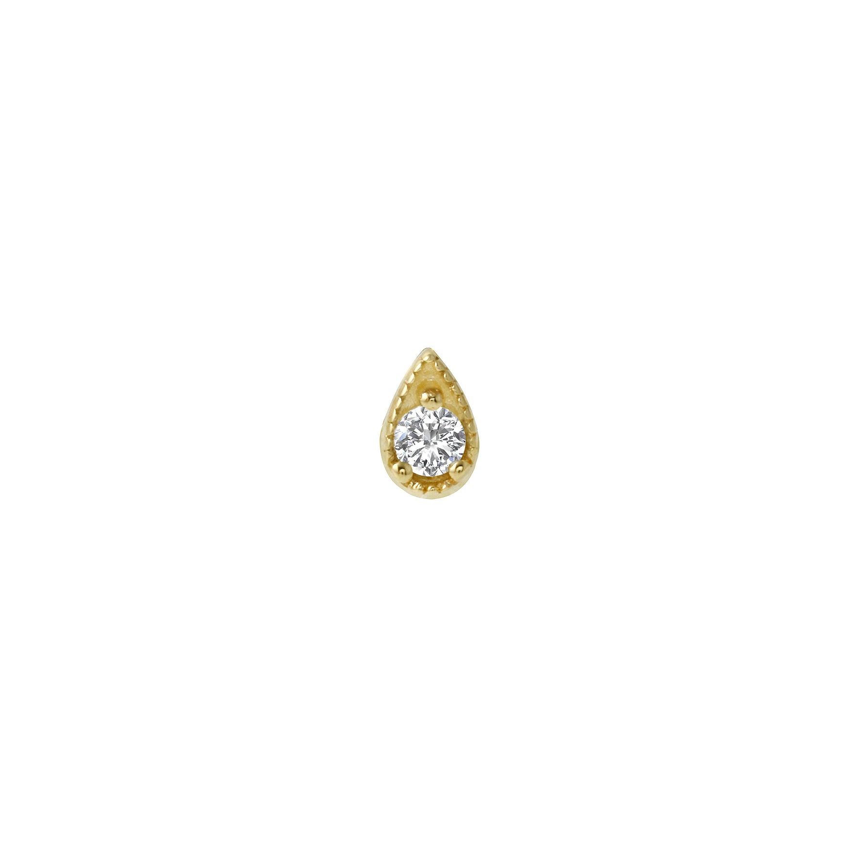 Diamond Pear Shaped Single Stud Flat Back Earring, 14k-Earrings-Ashley Schenkein Jewelry Design