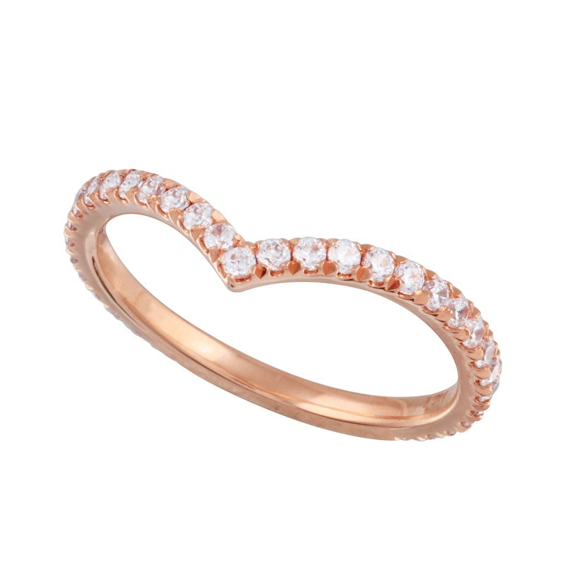 Diamond Pavé Chevron Contour Tracer Wedding Band-Tracer band-Ashley Schenkein Jewelry Design