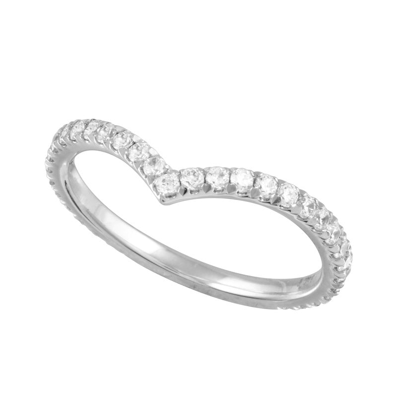 Diamond Pavé Chevron Contour Tracer Wedding Band-Tracer band-Ashley Schenkein Jewelry Design