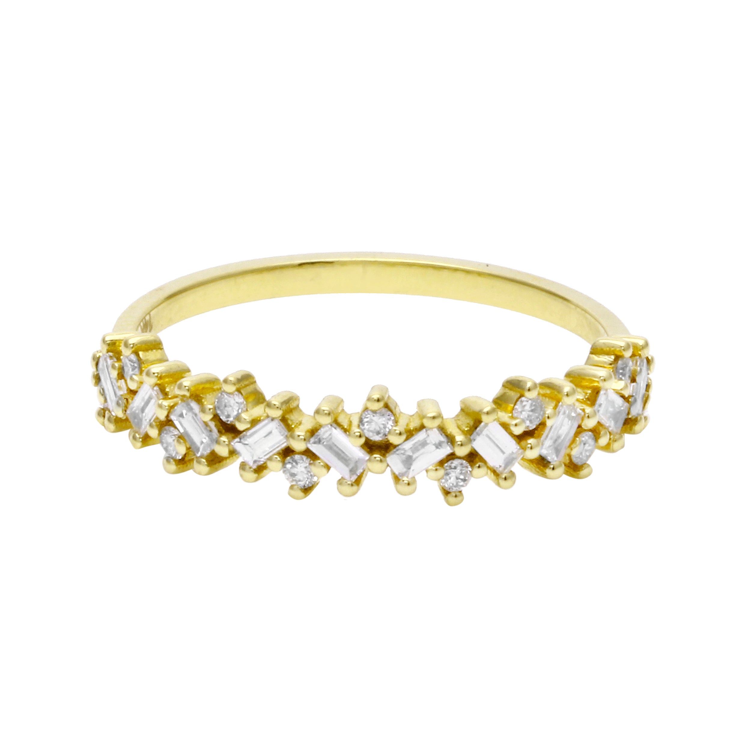 Baguette and Round Diamond Sprinkle Ring-Wedding Band-Ashley Schenkein Jewelry Design