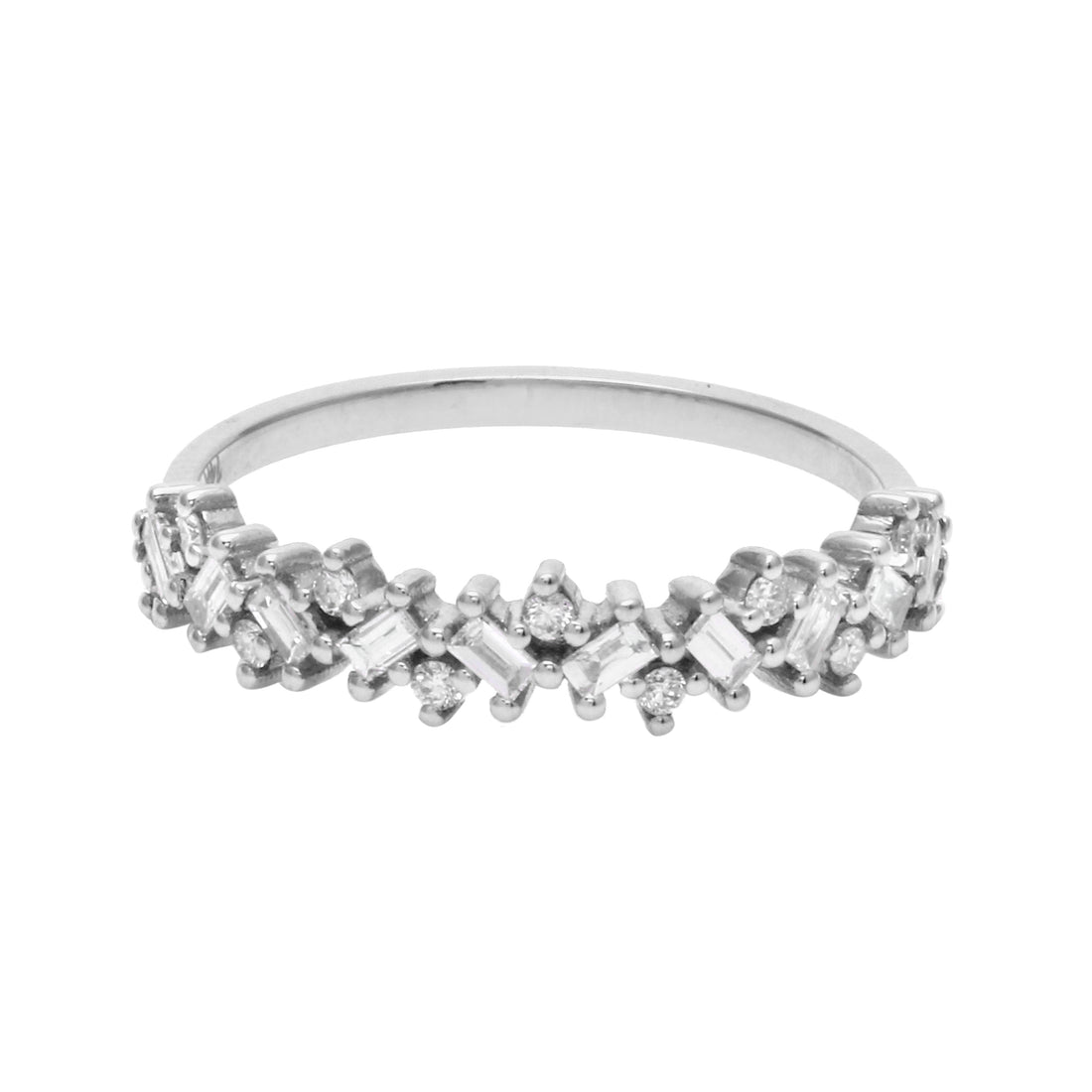 Baguette and Round Diamond Sprinkle Ring-Wedding Band-Ashley Schenkein Jewelry Design