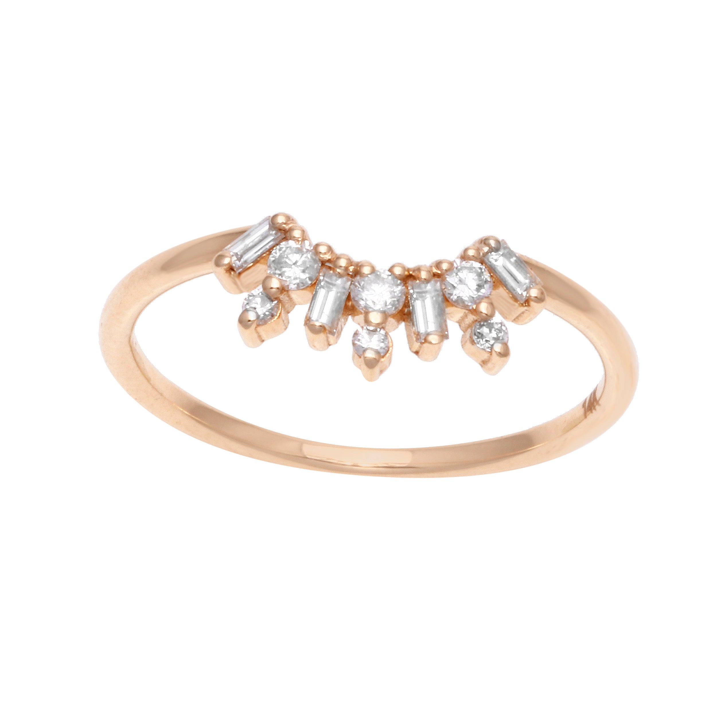 Round and Baguette Diamond Tracer Wedding Band-tracer band-Ashley Schenkein Jewelry Design