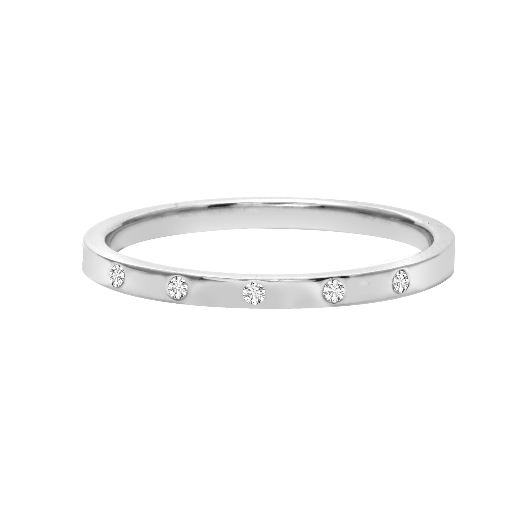 Minimalist Gypsy Set Diamond Wedding Band-Wedding Band-Ashley Schenkein Jewelry Design