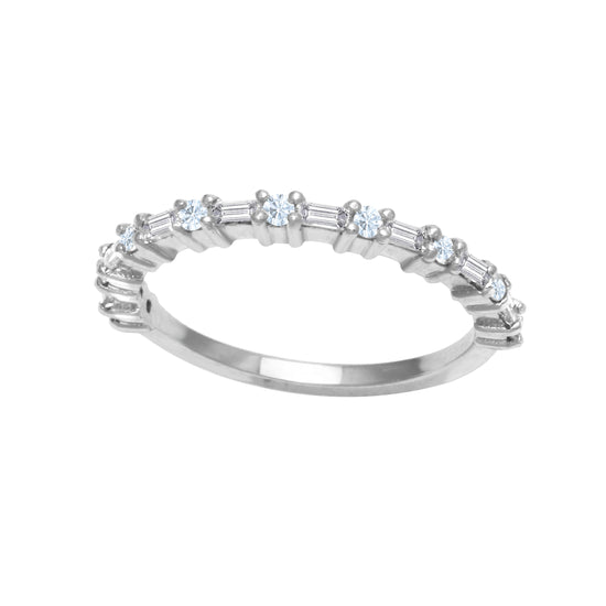 Round and Baguette Diamond Half Eternity Band-Wedding Band-Ashley Schenkein Jewelry Design