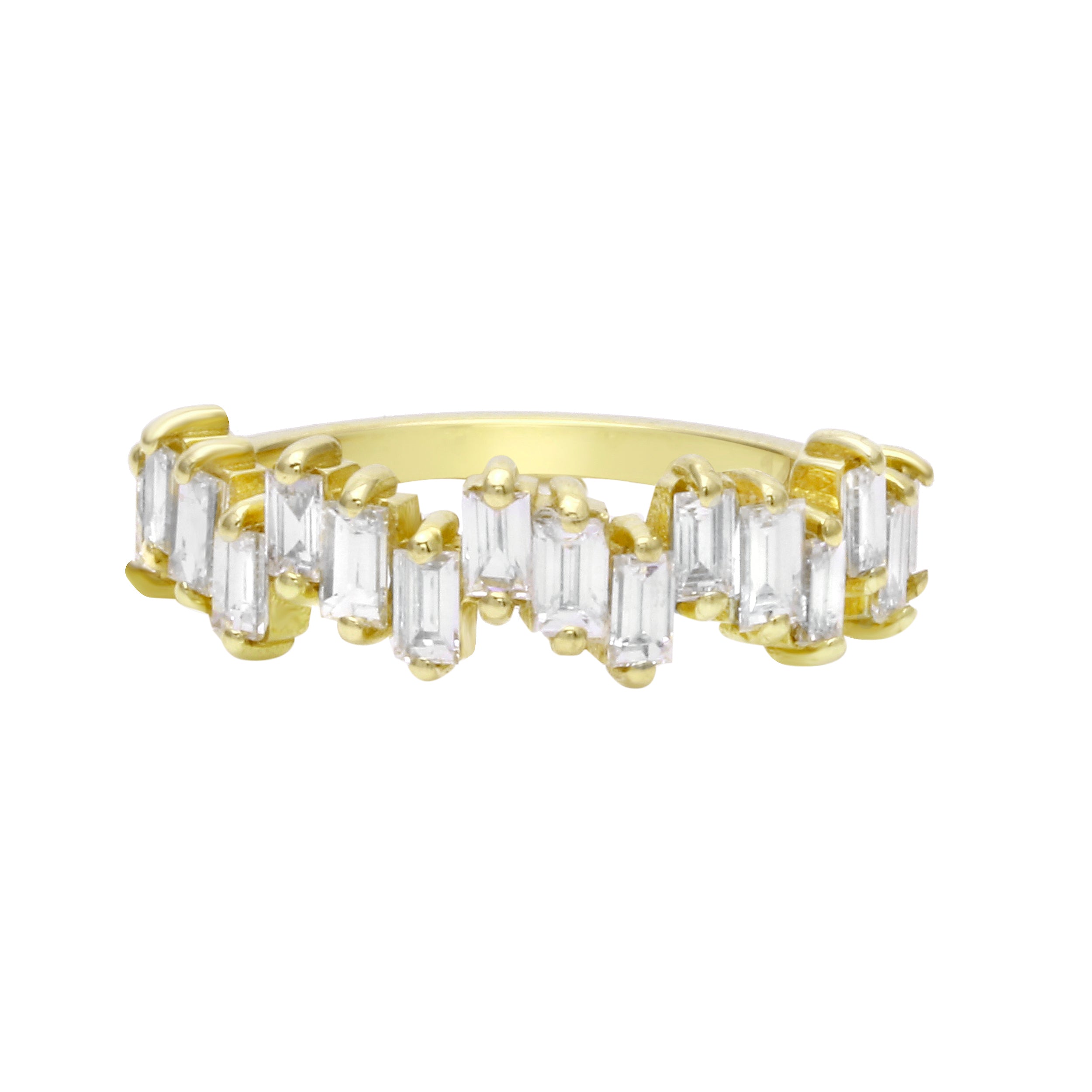 Alternating Heights Diamond Baguette Ring-Wedding Band-Ashley Schenkein Jewelry Design