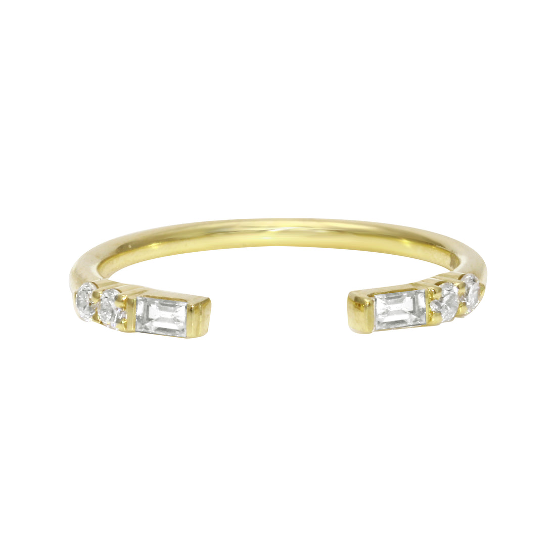 Baguette and Round Diamond Cuff Ring-Wedding Band-Ashley Schenkein Jewelry Design