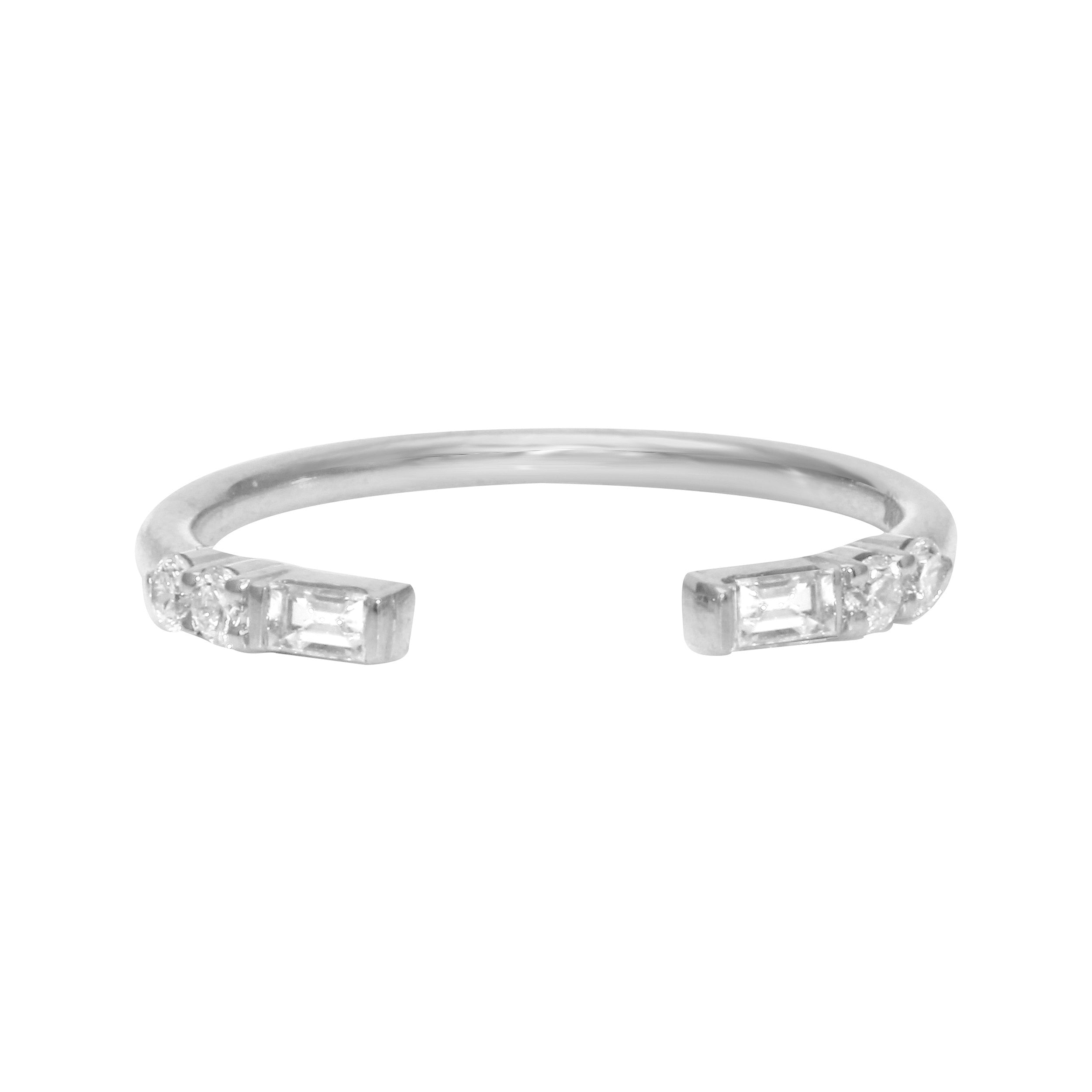 Baguette and Round Diamond Cuff Ring-Wedding Band-Ashley Schenkein Jewelry Design