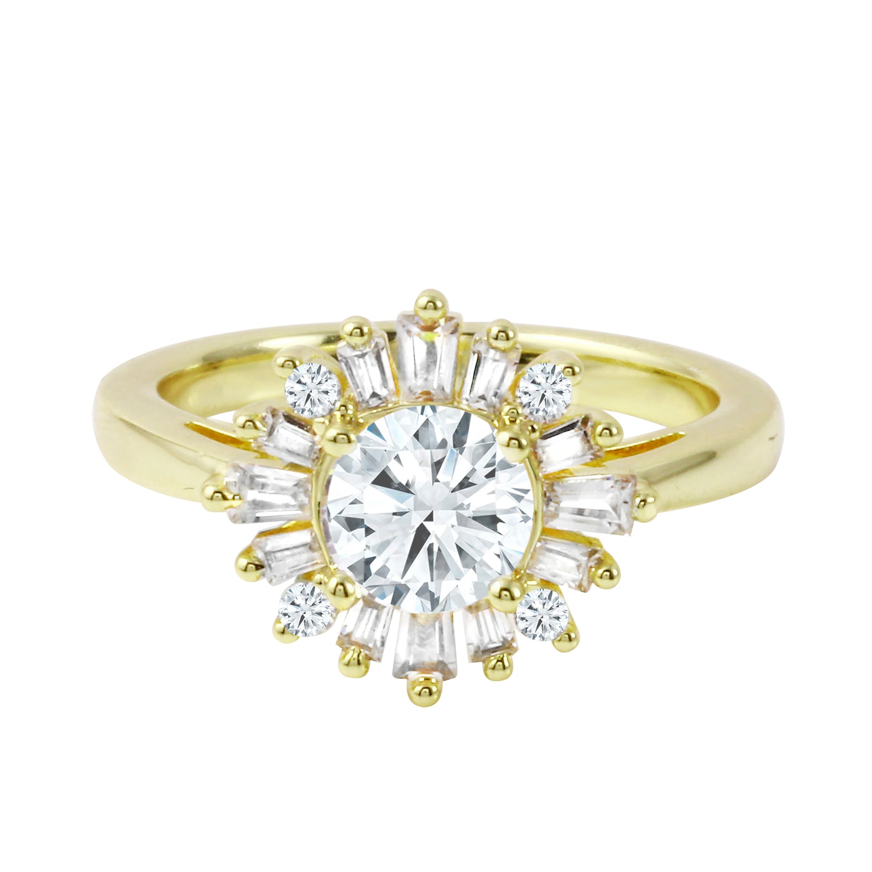 Round Diamond Starburst Engagement Ring-Engagement Ring-Ashley Schenkein Jewelry Design