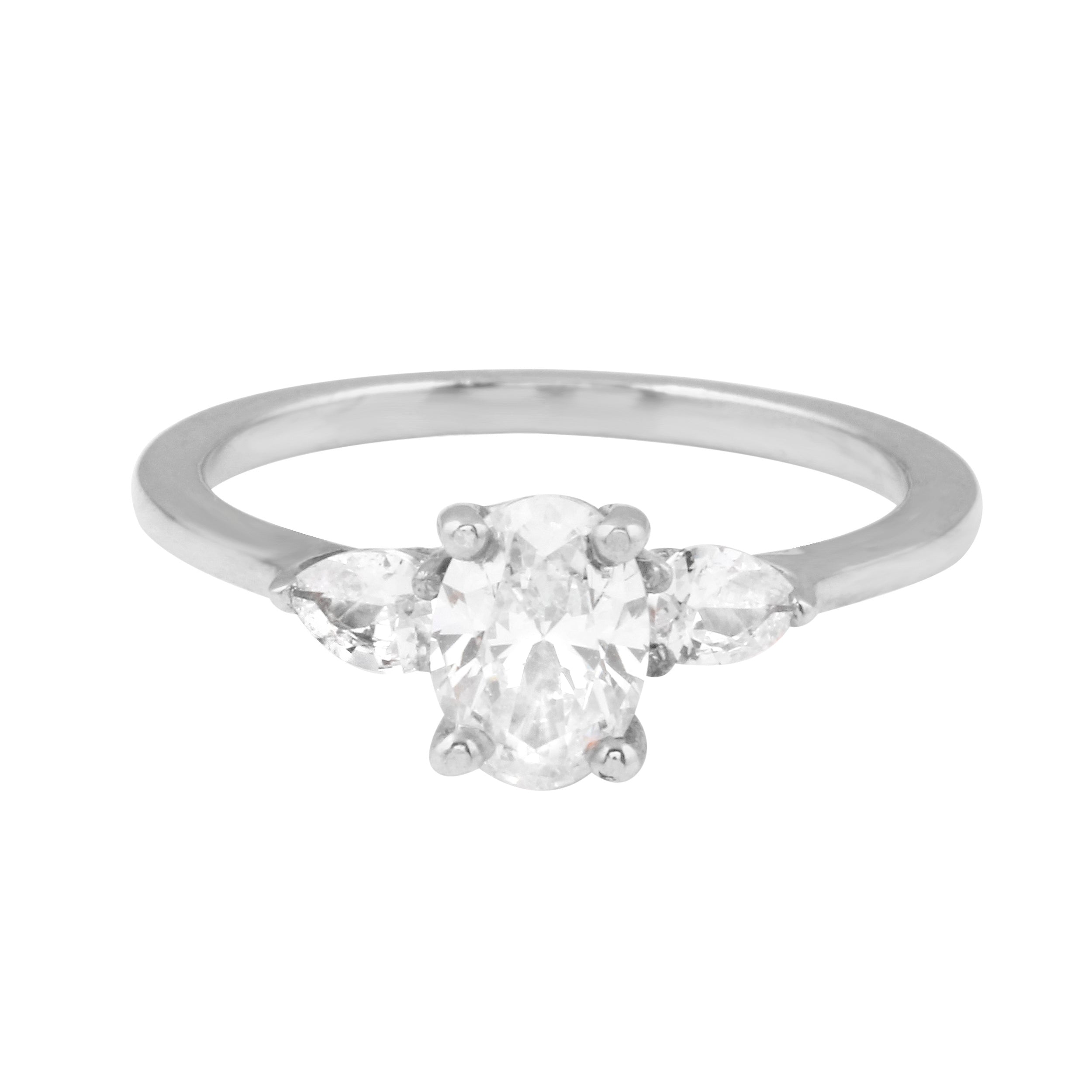 Solitaire and Pear Side Diamond Engagement Ring-Engagement Ring-Ashley Schenkein Jewelry Design