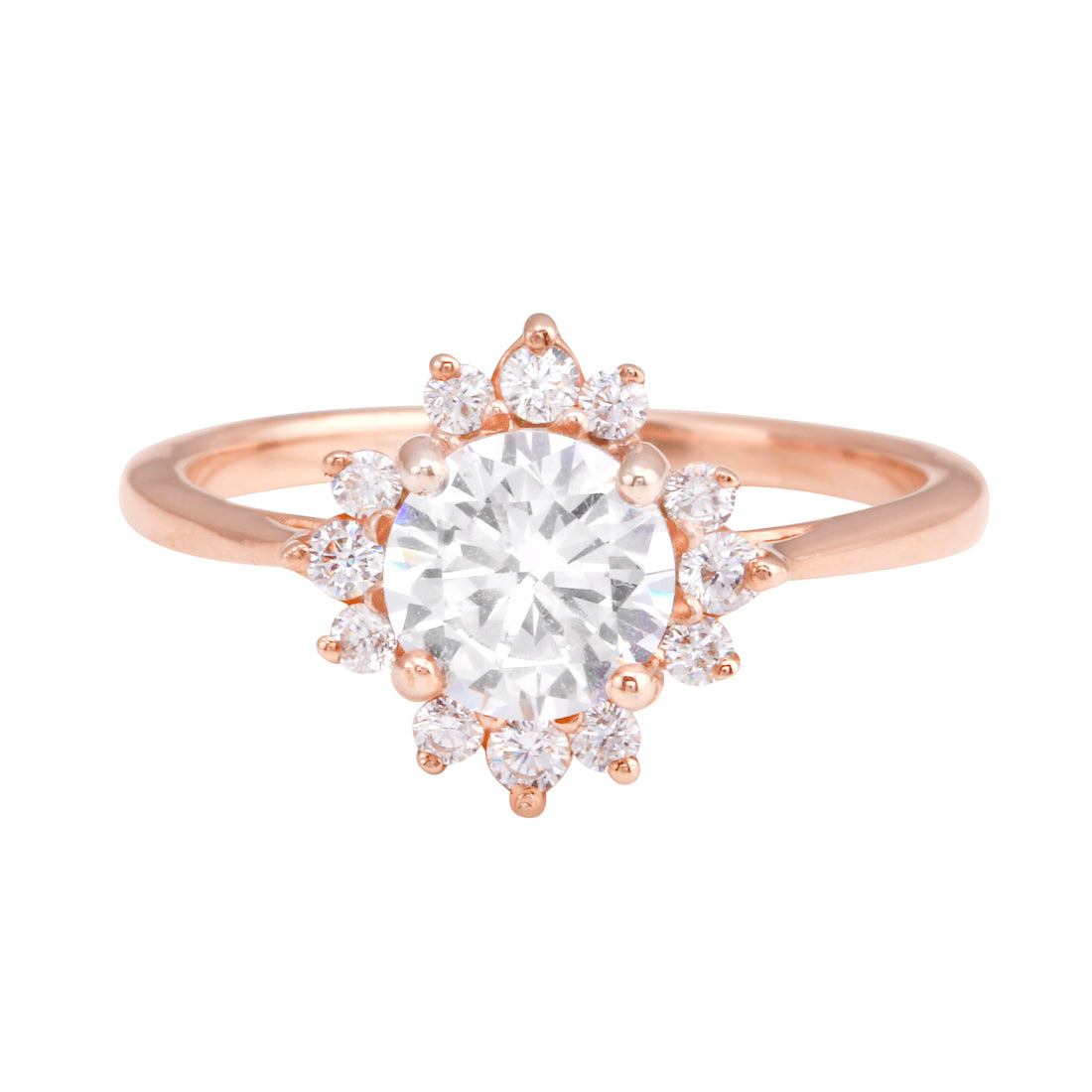 Round Diamond Sunburst Engagement Ring-Engagement Ring-Ashley Schenkein Jewelry Design