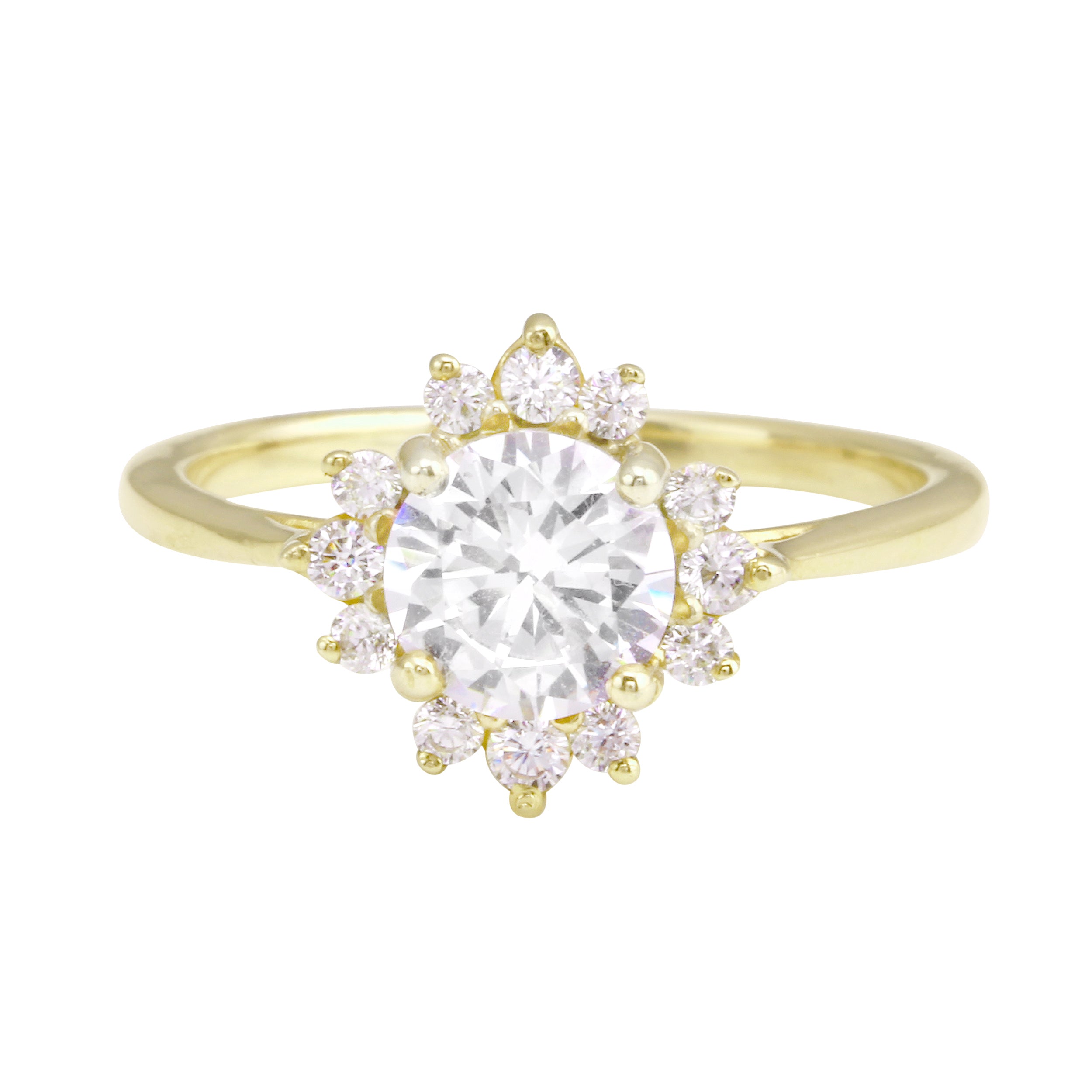 Round Diamond Sunburst Engagement Ring-Engagement Ring-Ashley Schenkein Jewelry Design