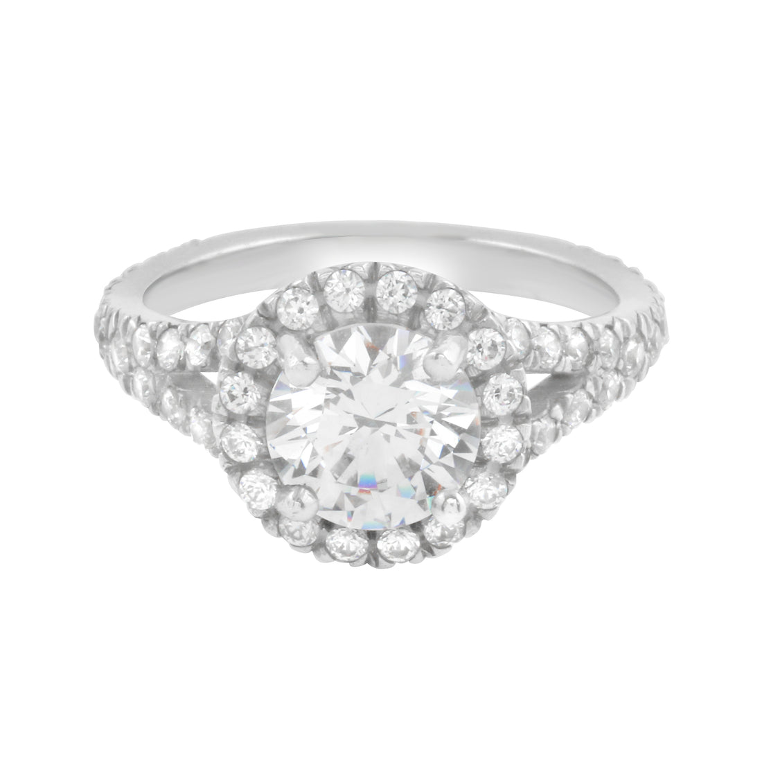 Round Diamond Halo Split Shank Engagement Ring-Engagement Ring-Ashley Schenkein Jewelry Design