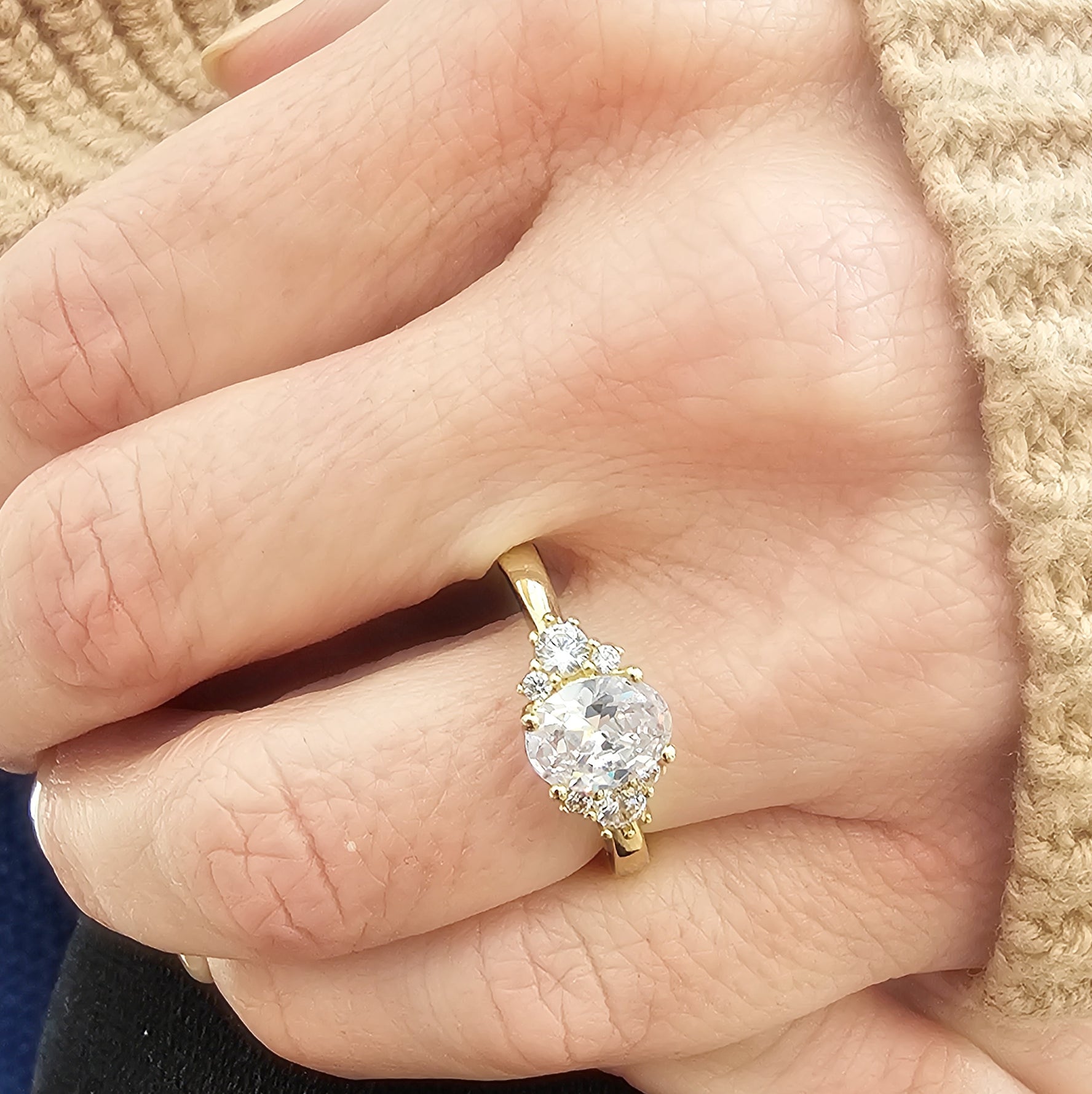 Oval Diamond Sprinkle Engagement Ring-Engagement Ring-Ashley Schenkein Jewelry Design