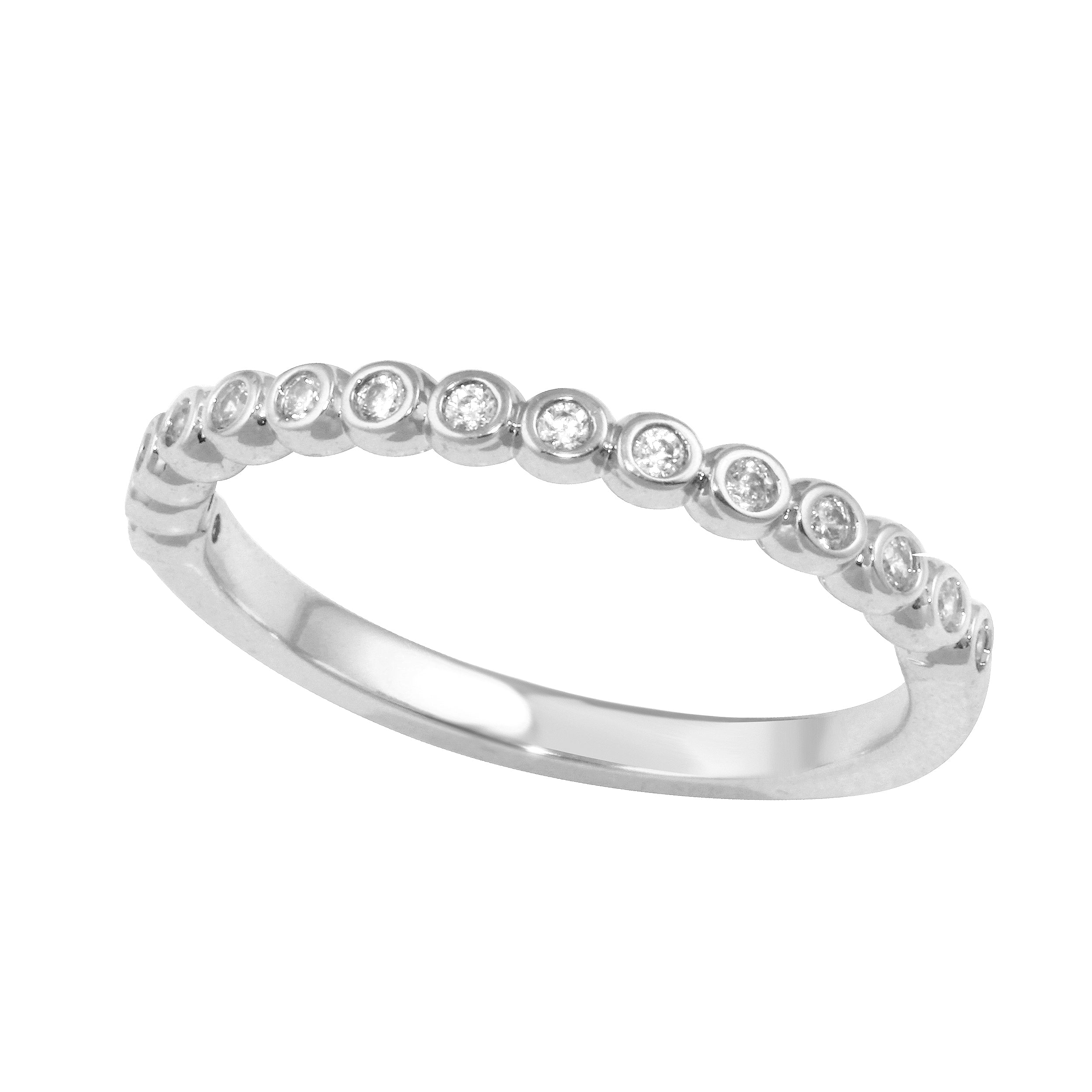 Petite Bezel Half Eternity Round Diamond Wedding Band-Wedding Band-Ashley Schenkein Jewelry Design