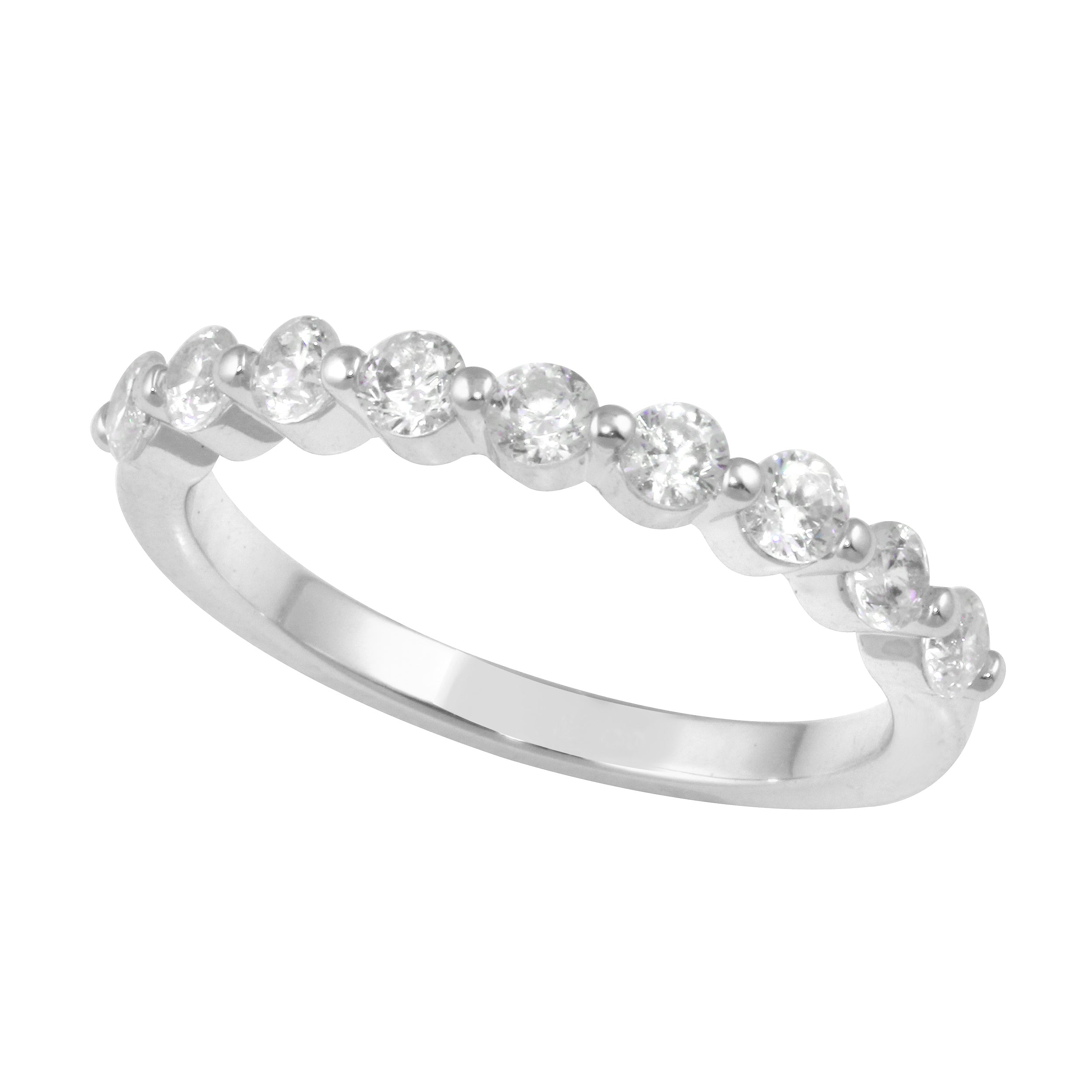 Shared Prong Diamond Half Eternity Wedding Band (.52)-Wedding Band-Ashley Schenkein Jewelry Design