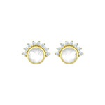 White Topaz Halo Gemstone Stud Earrings-Earrings-Ashley Schenkein Jewelry Design