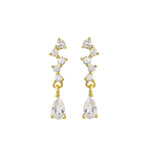 Asymmetrical CZ Bar and Pear Drop Earrings-Earrings-Ashley Schenkein Jewelry Design