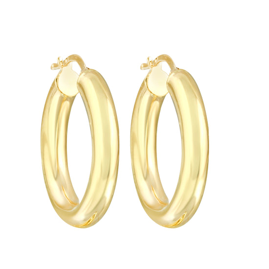 14k Gold Small Thick Hoop Earrings-Earrings-Ashley Schenkein Jewelry Design